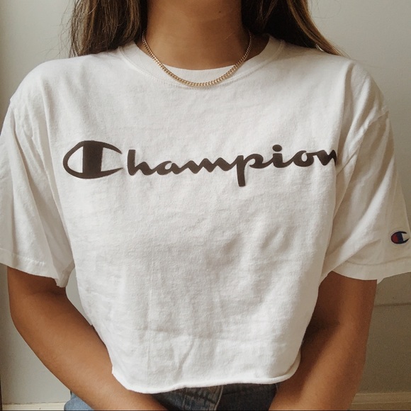 Champion Tops - cropped champion tee ✧